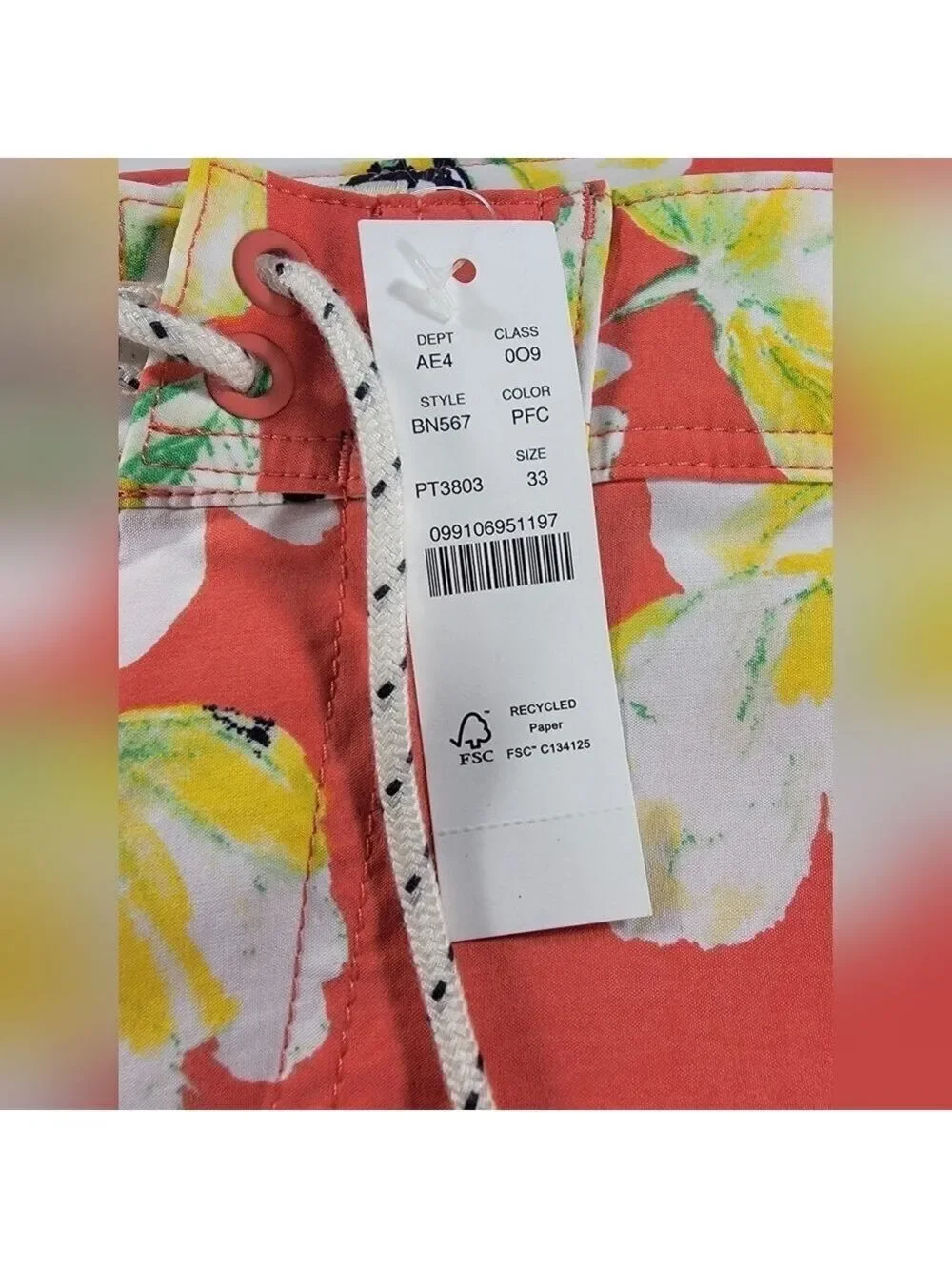 NWT J Crew 7'' Stretch Breaker Board Short Floral Print ECONYL Nylon Swim Men 33